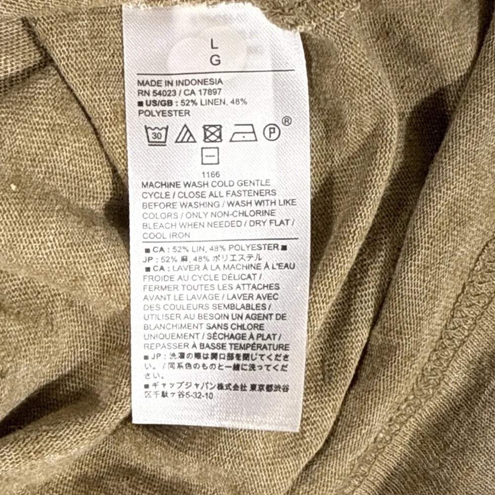 New Banana Republic Shirt Mens‎ Large Pleated Button Up Linen Blend Khaki Beachy